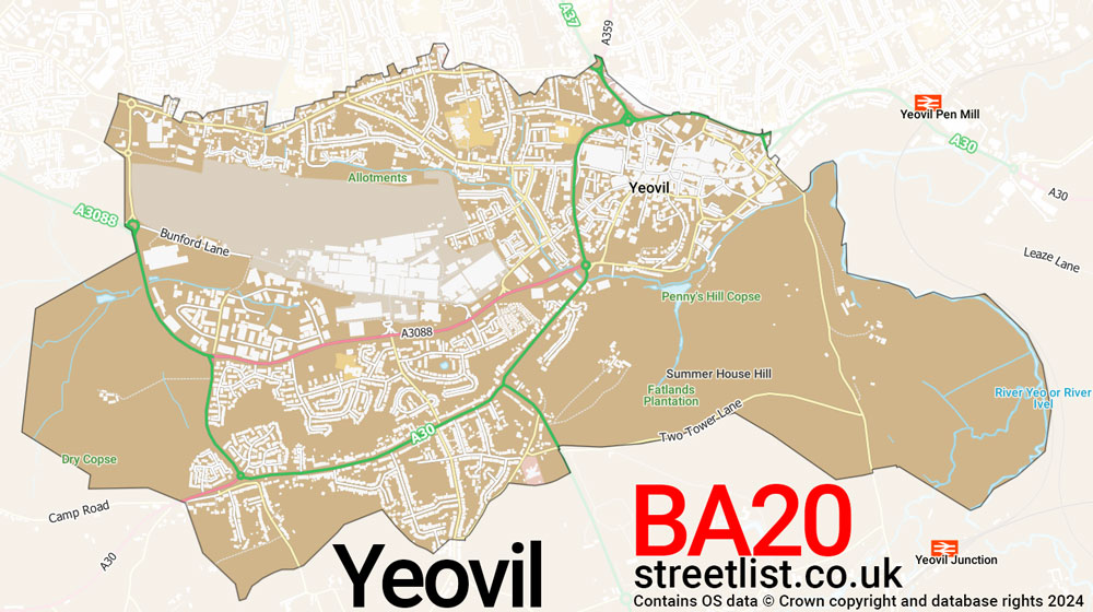 Map of the BA20 postcode