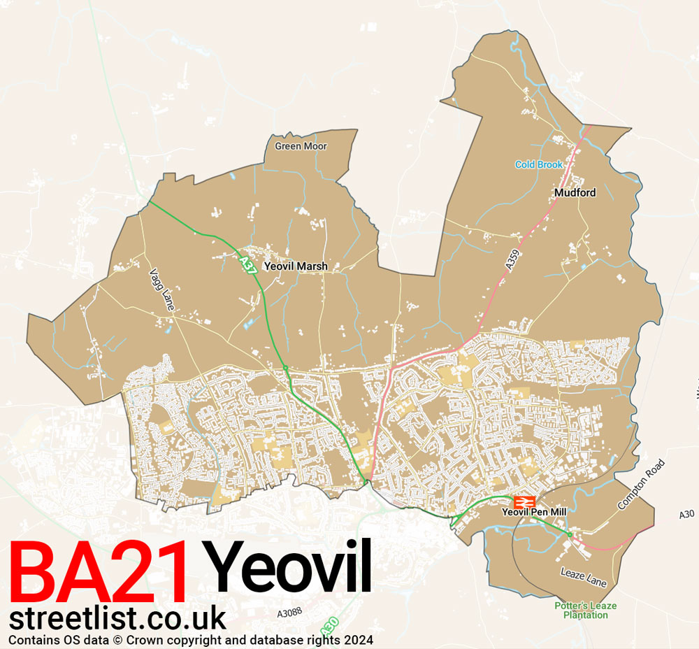 Map of the BA21 postcode