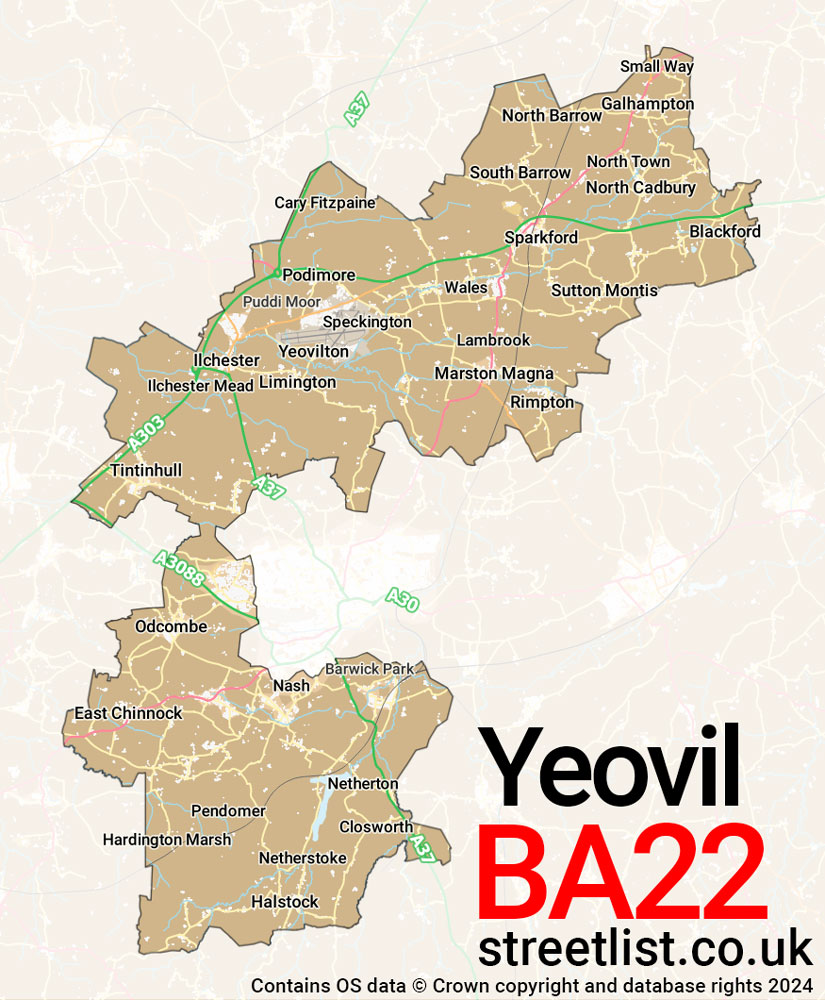 Map of the BA22 postcode