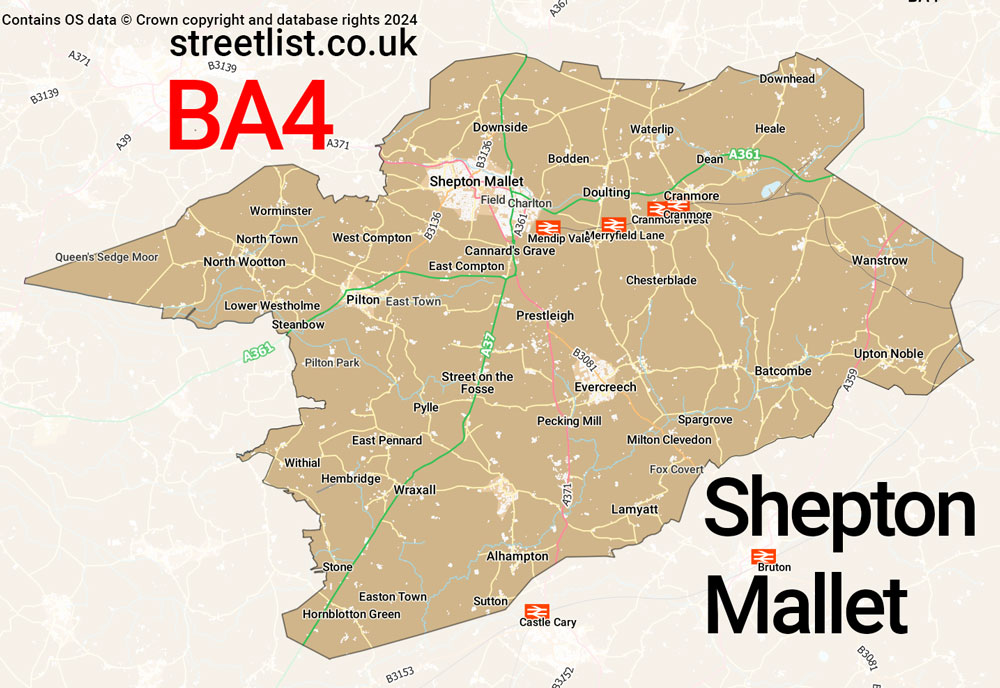 Map of the BA4 postcode