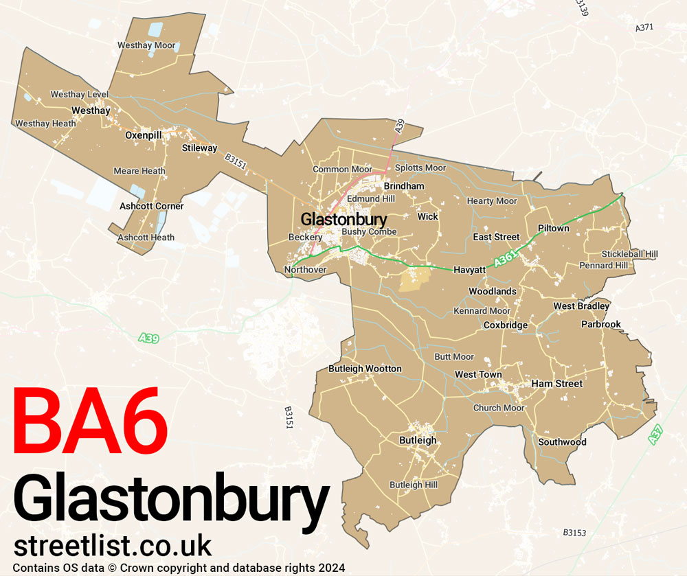 Map of the BA6 postcode