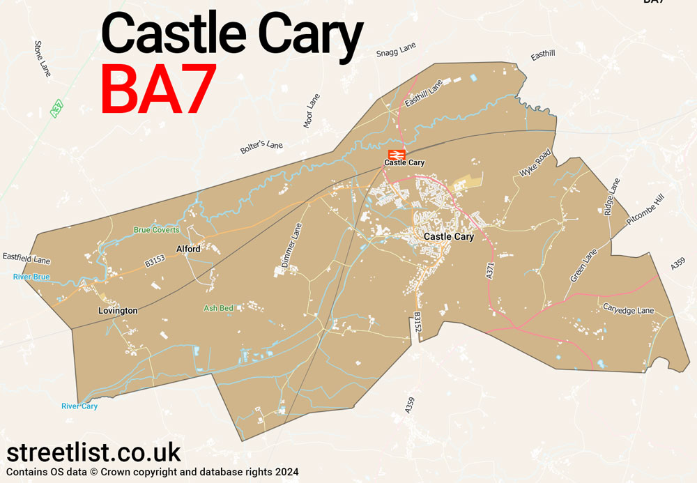 Map of the BA7 postcode