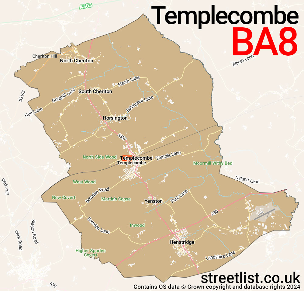 Map of the BA8 postcode