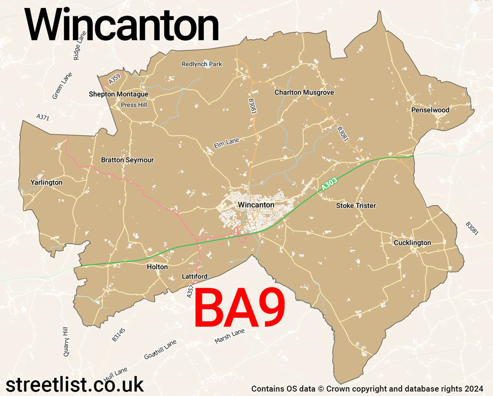 Map of the BA9 postcode