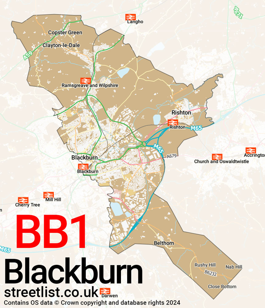 Map of the BB1 postcode