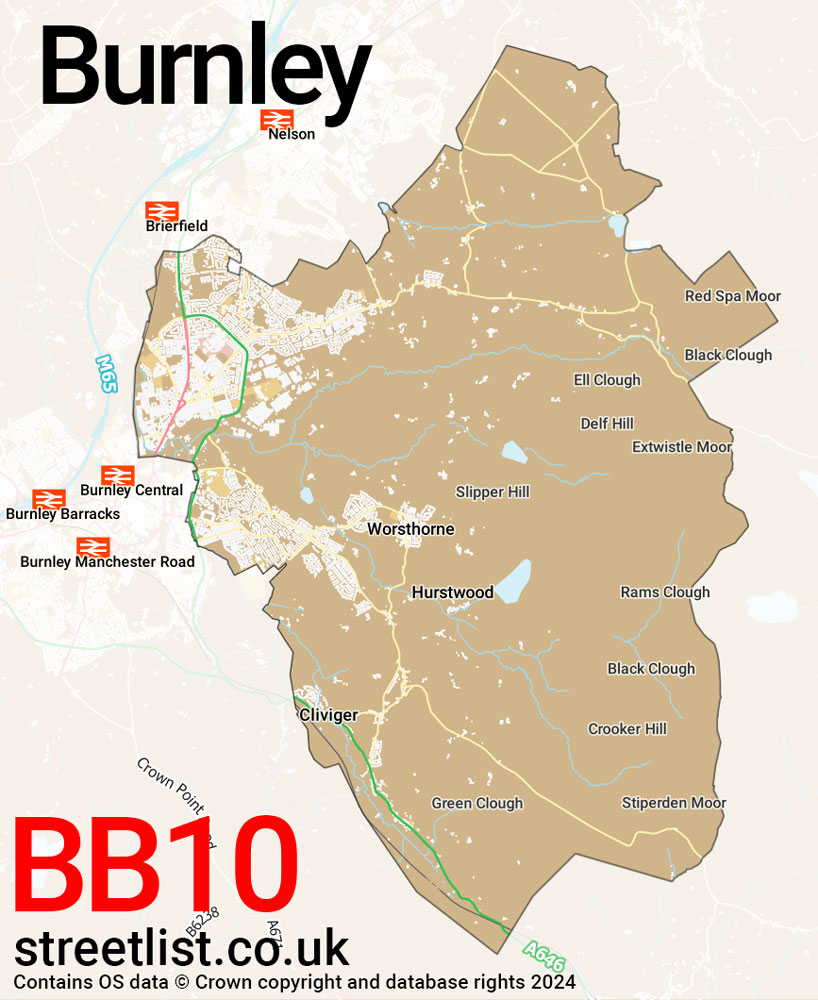 Map of the BB10 postcode