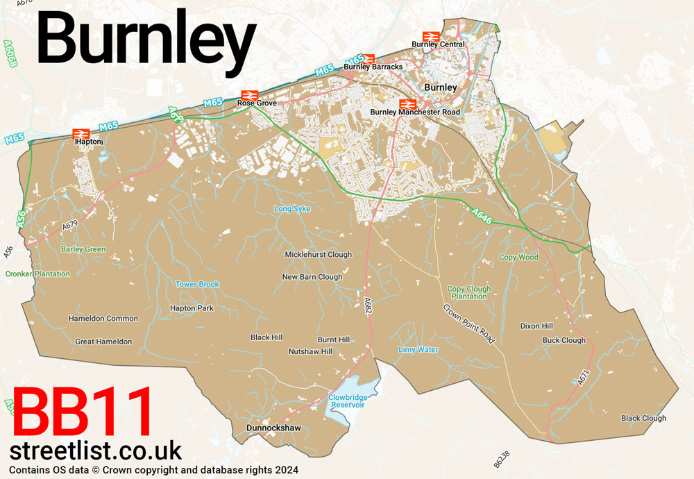 Map of the BB11 postcode