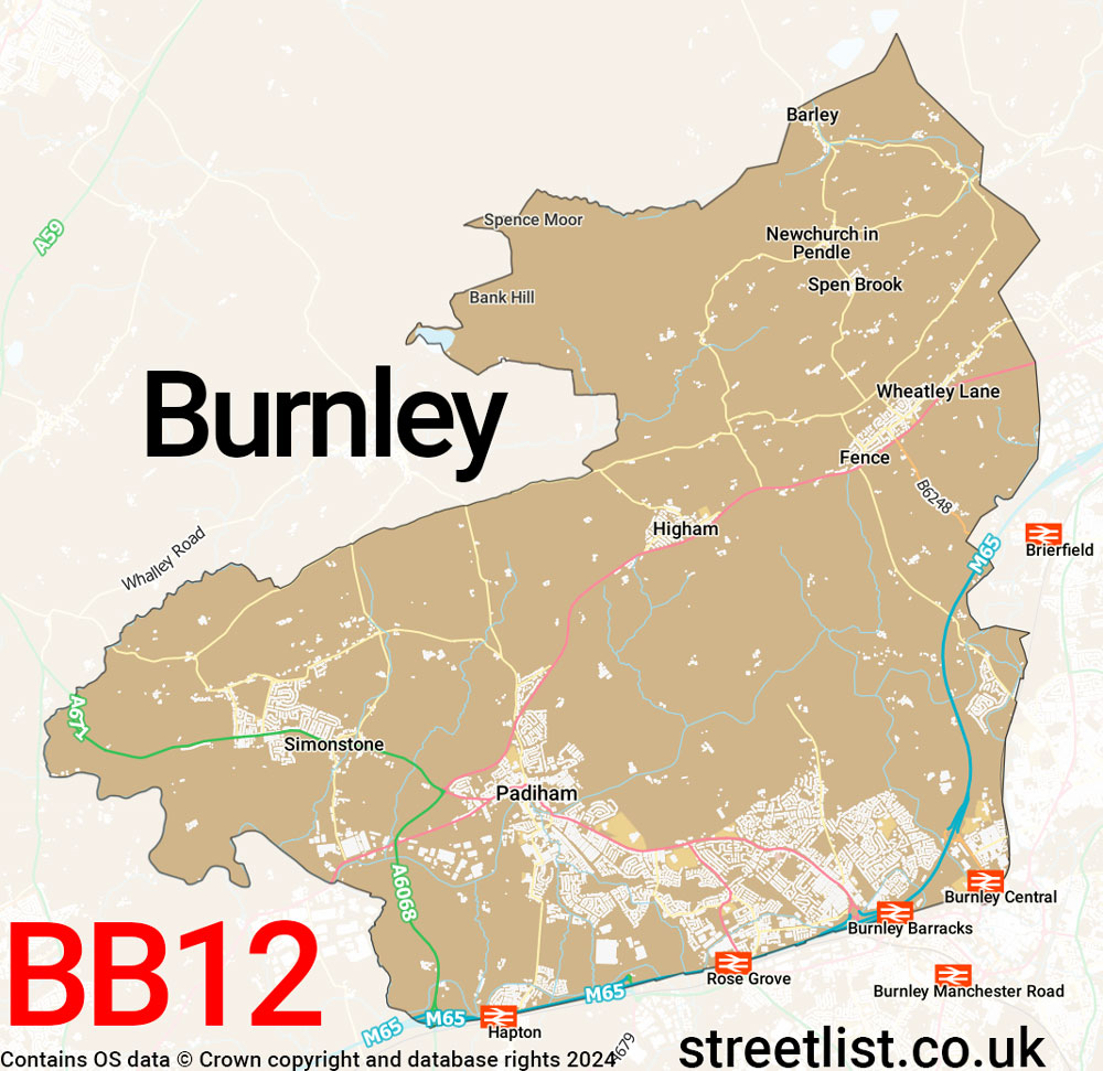 Map of the BB12 postcode