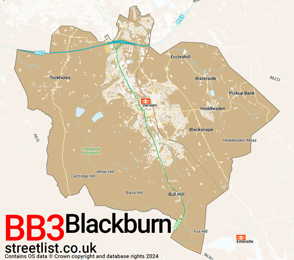 Map of the BB3 postcode