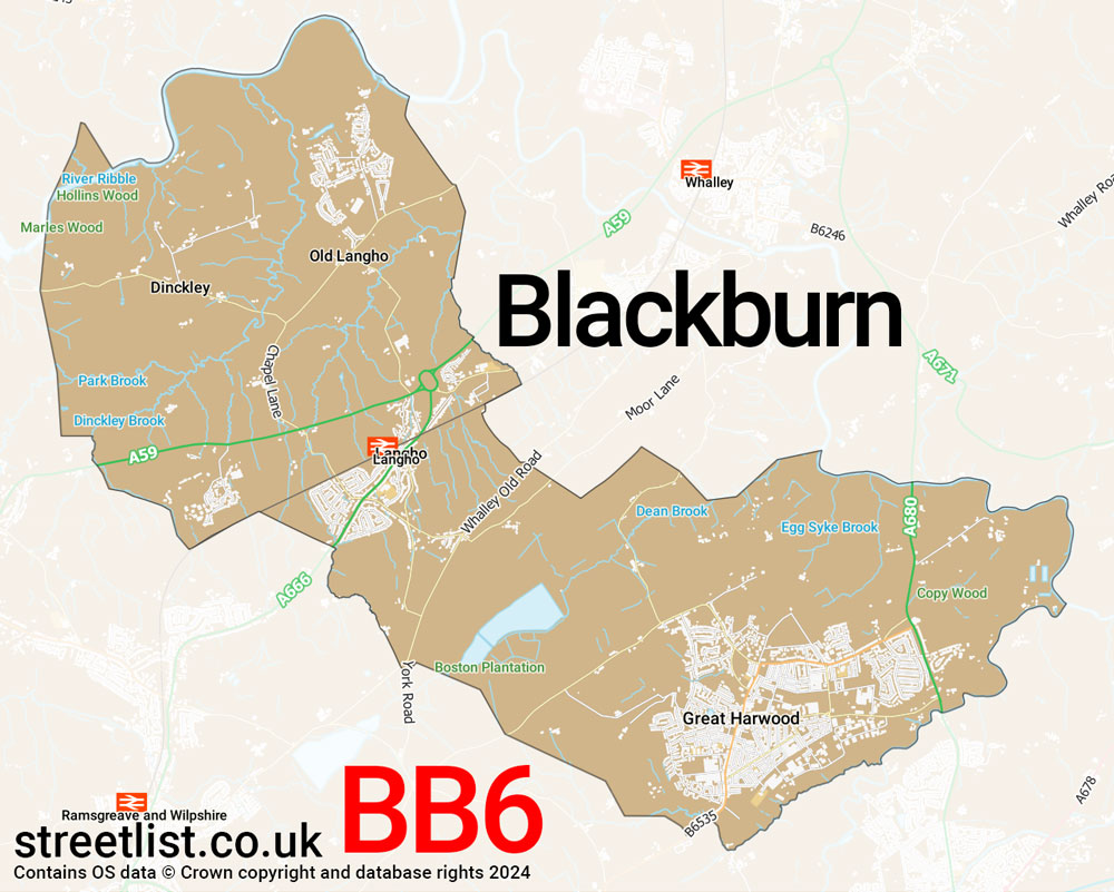 Map of the BB6 postcode