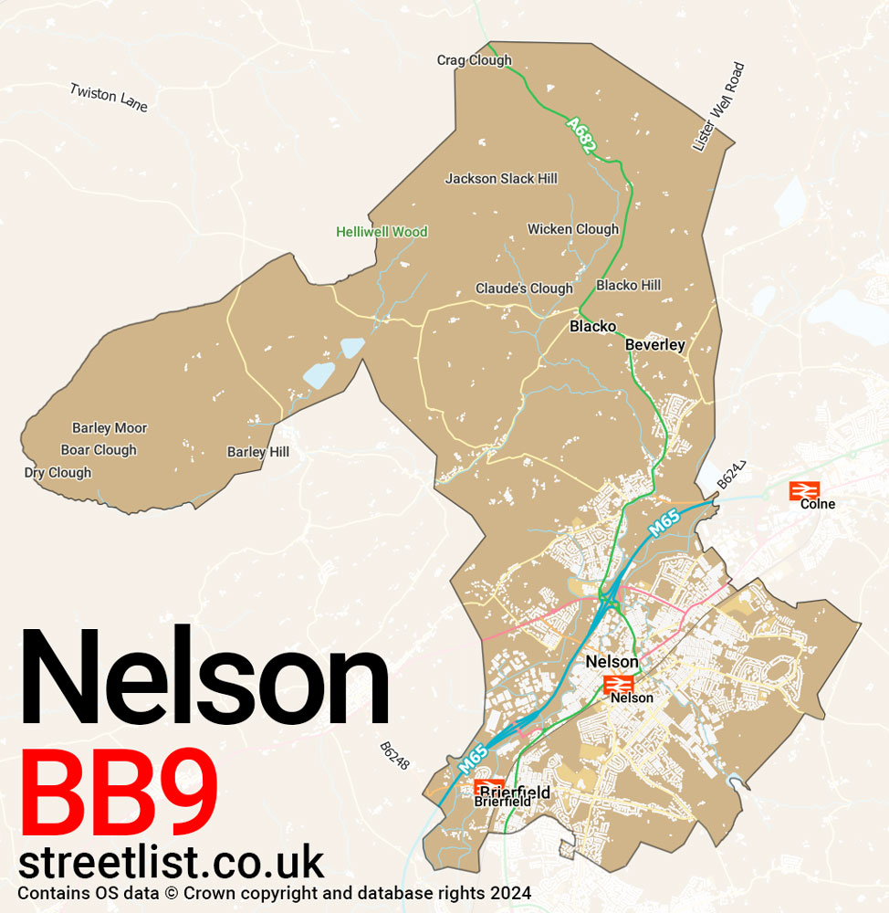 Map of the BB9 postcode