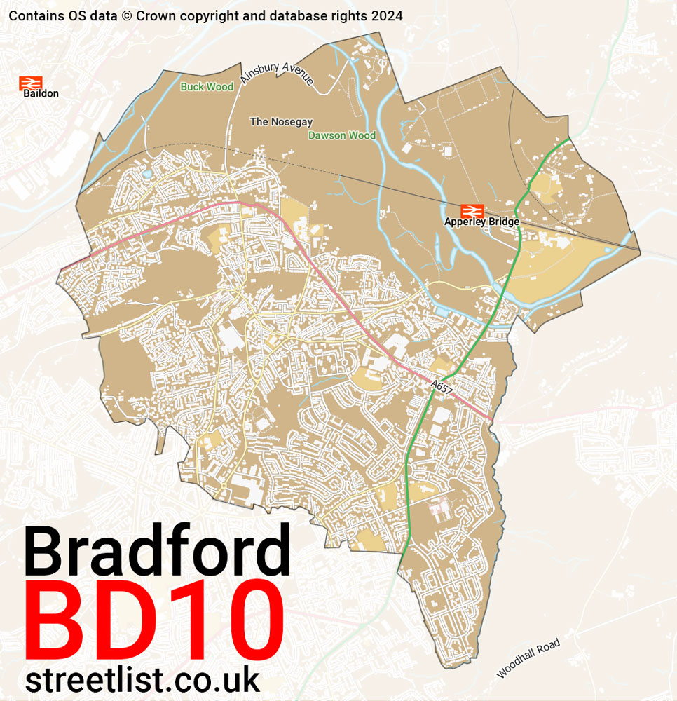 Map of the BD10 postcode