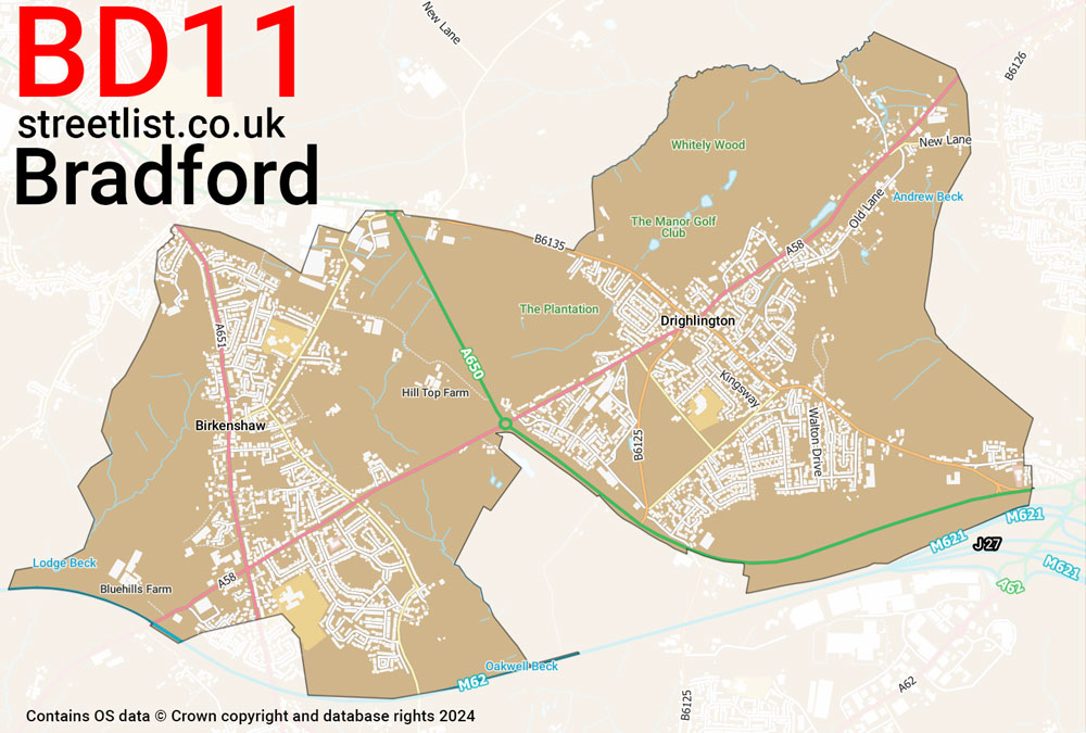 Map of the BD11 postcode