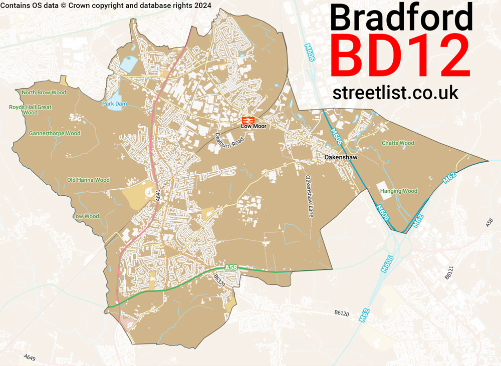 Map of the BD12 postcode