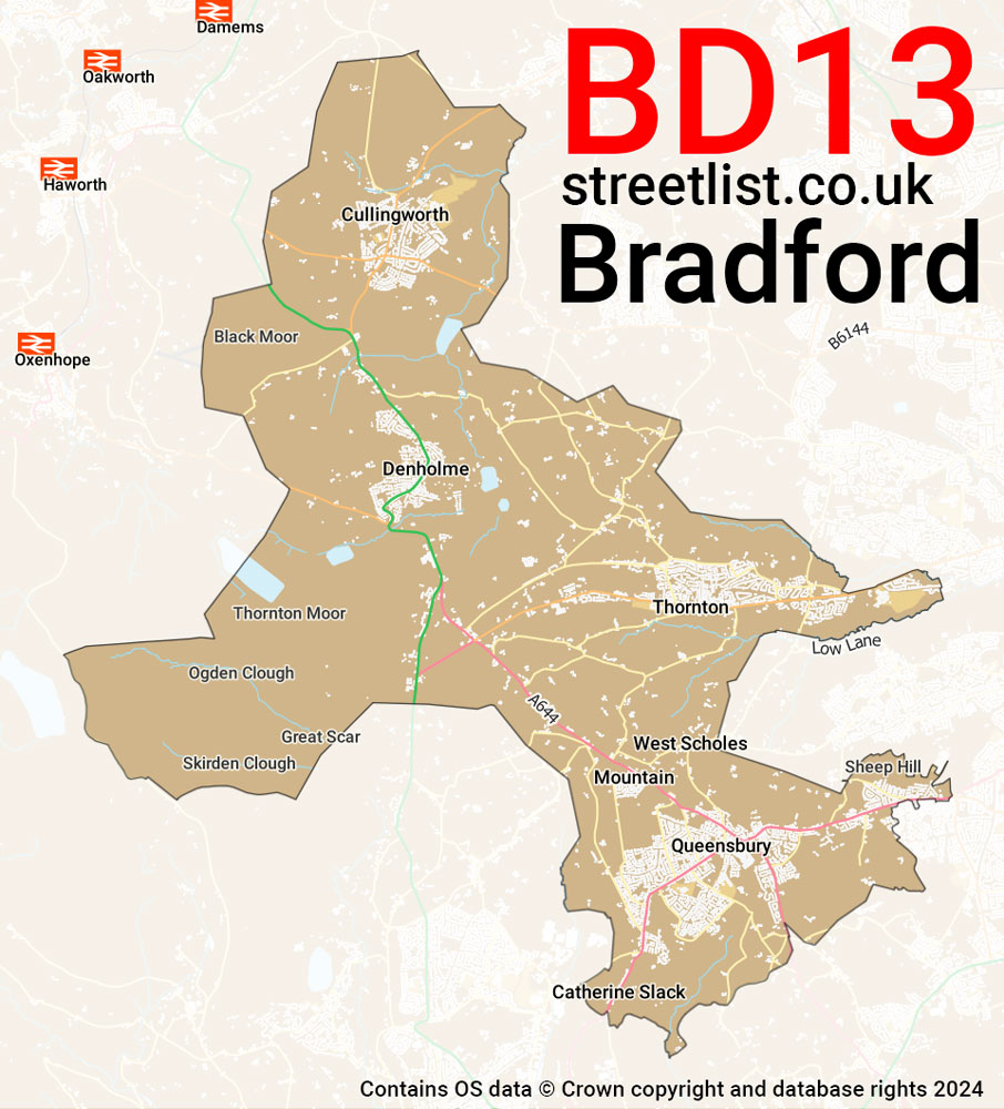 Map of the BD13 postcode