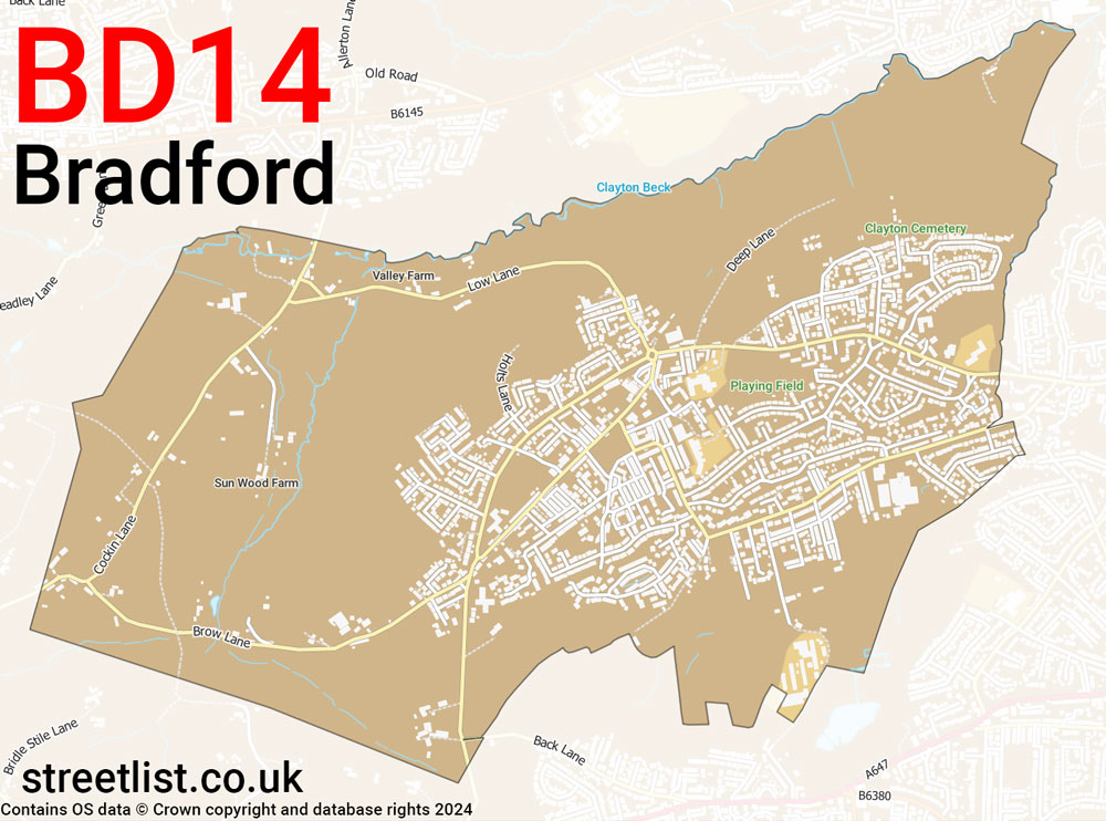 Map of the BD14 postcode