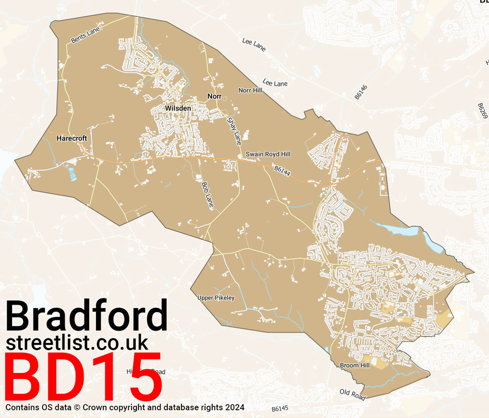 Map of the BD15 postcode