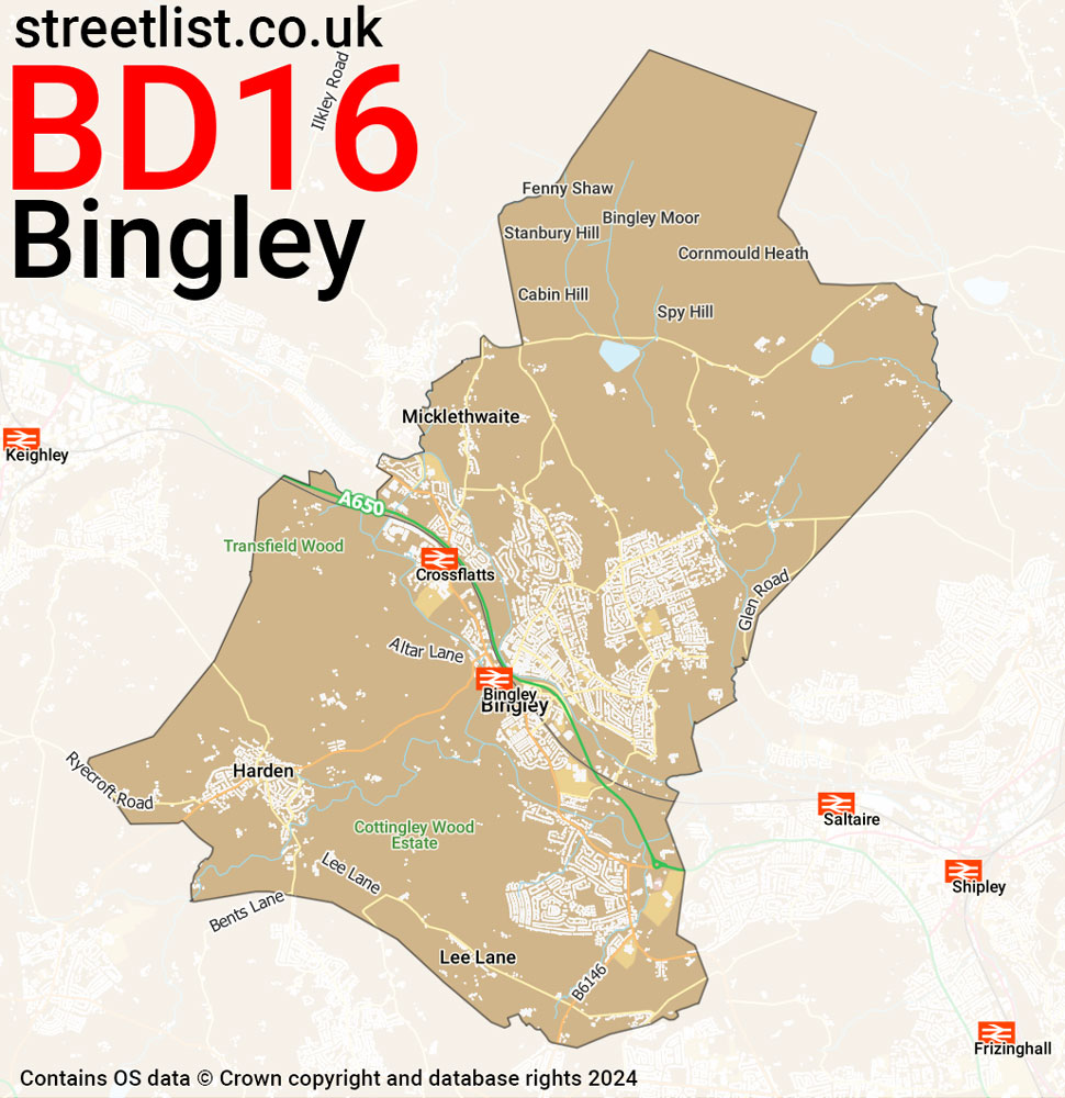 Map of the BD16 postcode