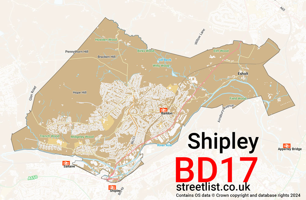 Map of the BD17 postcode