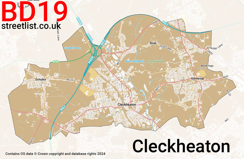 Map of the BD19 postcode