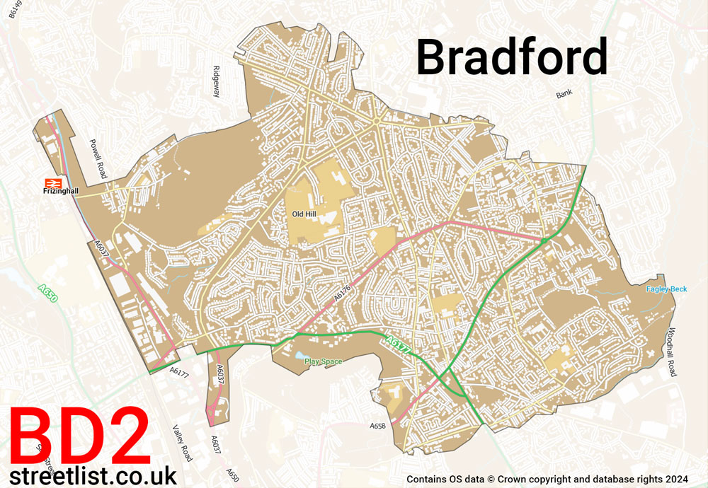 Map of the BD2 postcode