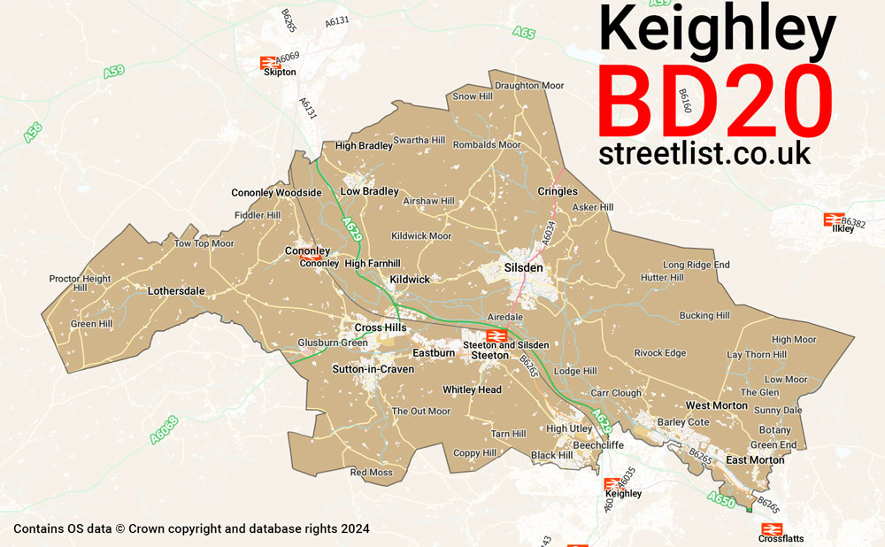 Map of the BD20 postcode