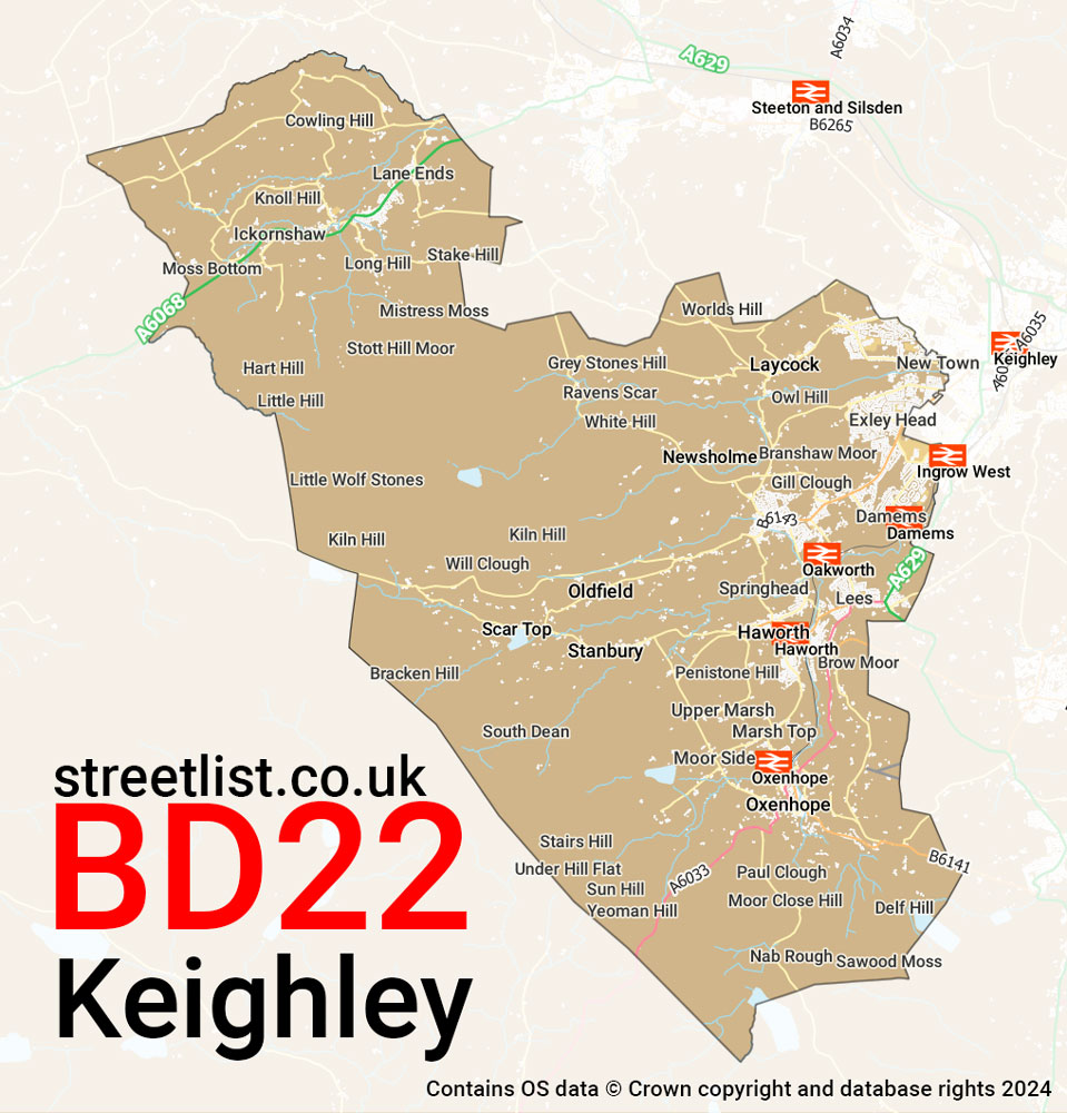 Map of the BD22 postcode