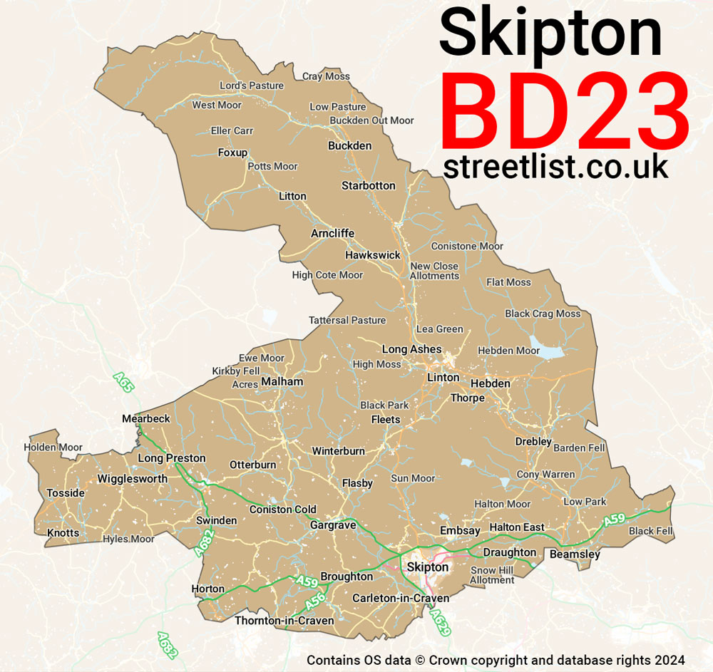 Map of the BD23 postcode