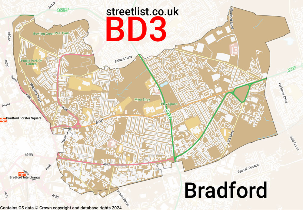 Map of the BD3 postcode