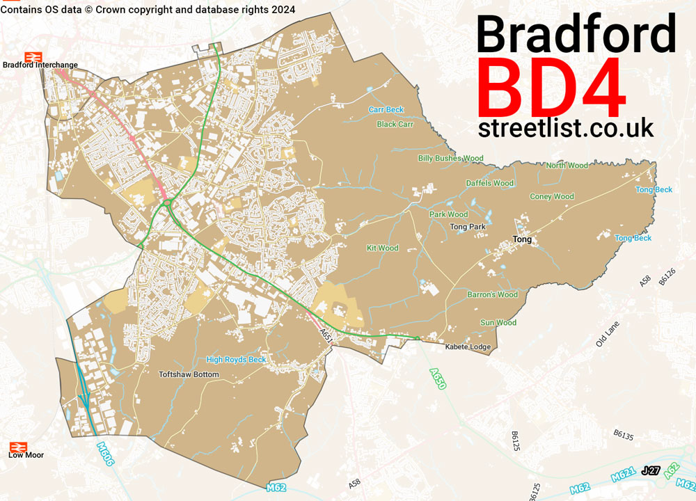 Map of the BD4 postcode