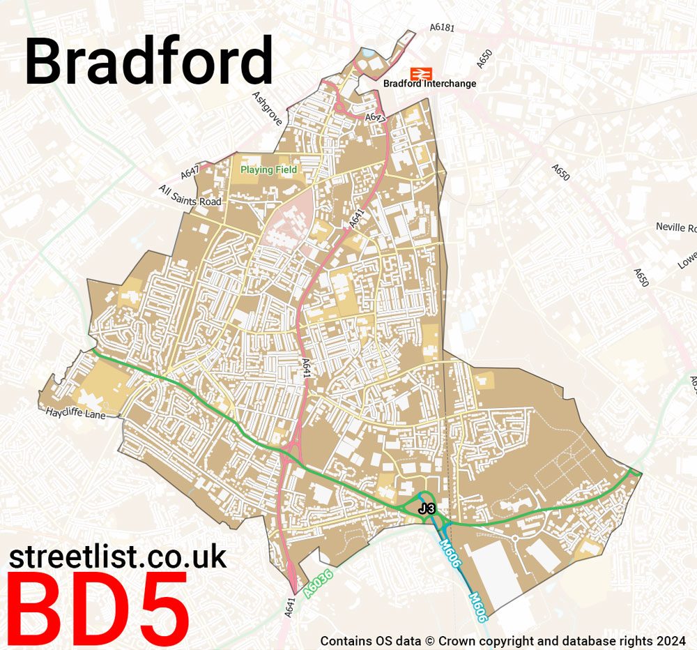 Map of the BD5 postcode