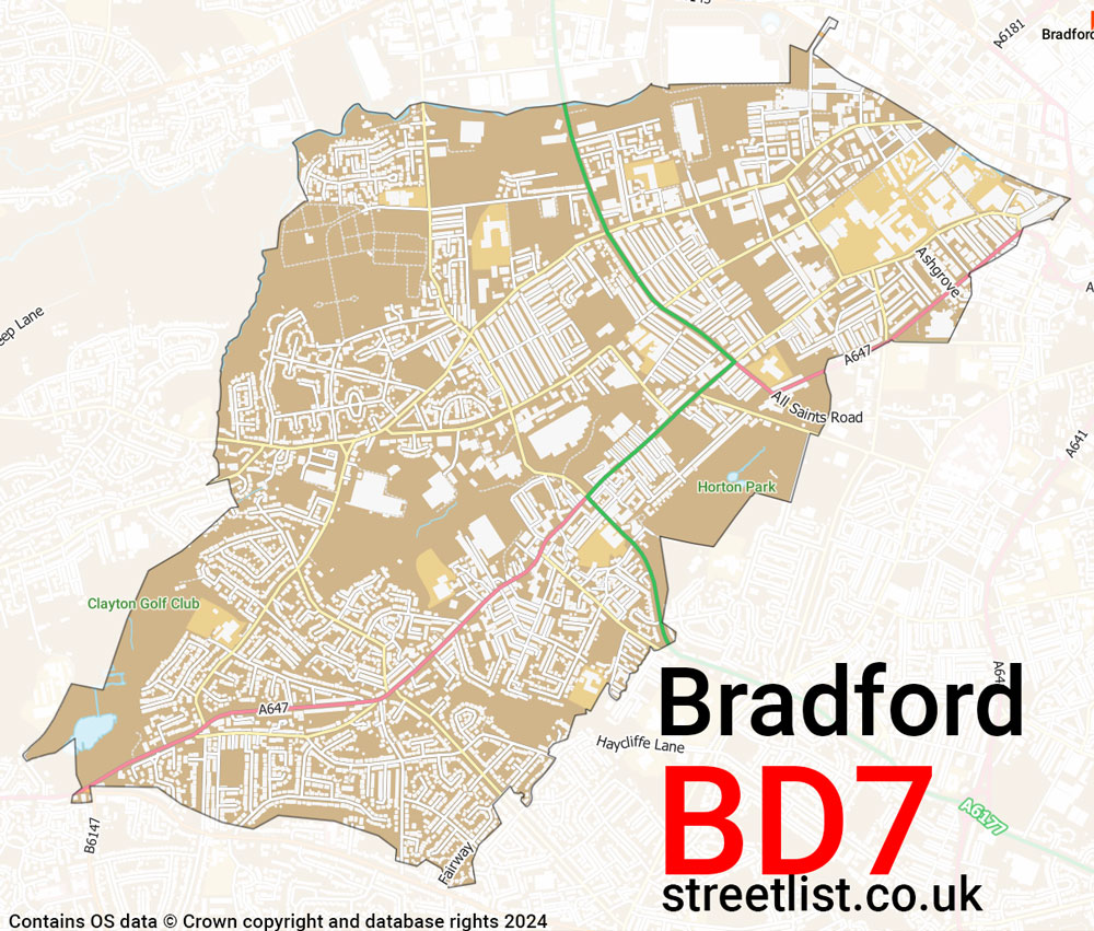 Map of the BD7 postcode