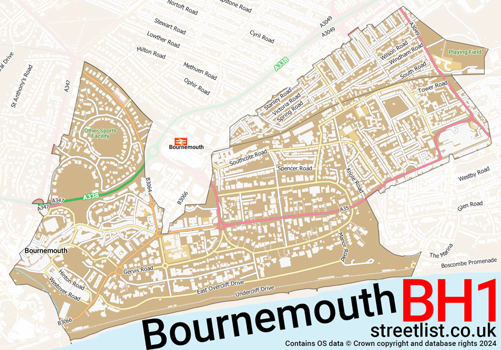 Map of the BH1 postcode