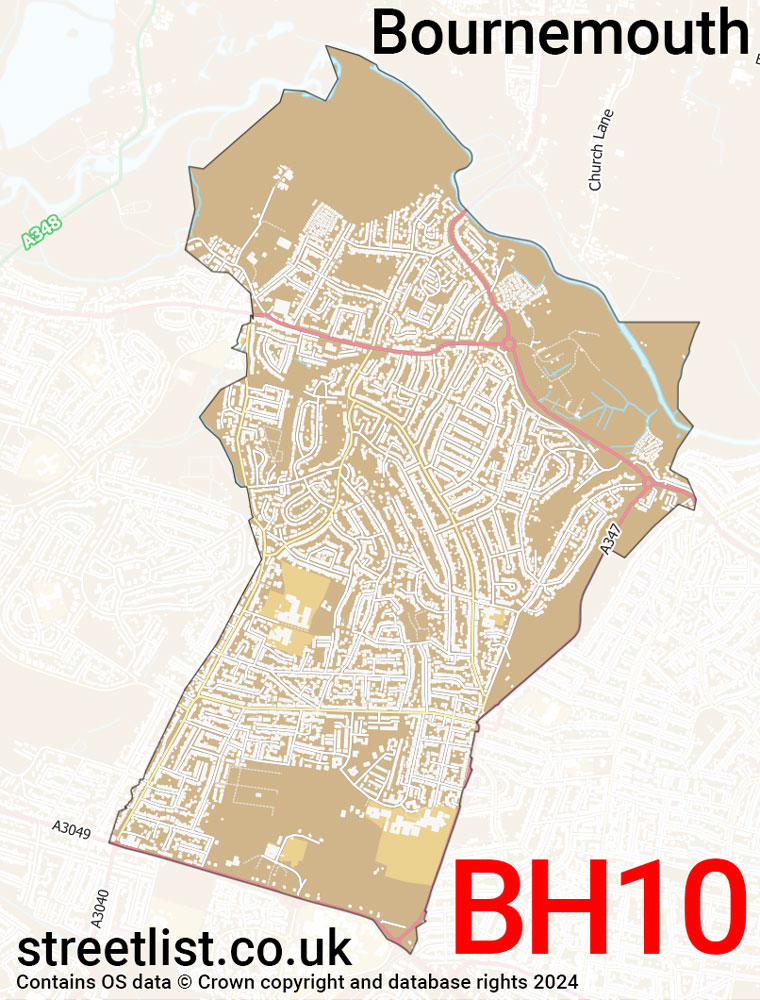 Map of the BH10 postcode