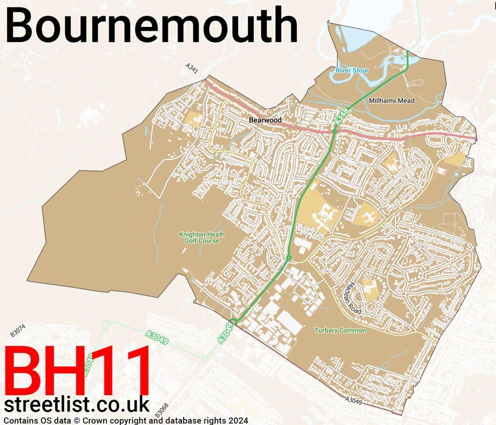 Map of the BH11 postcode