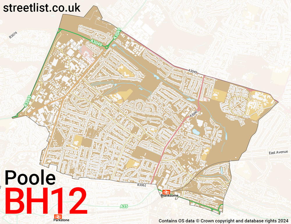 Map of the BH12 postcode