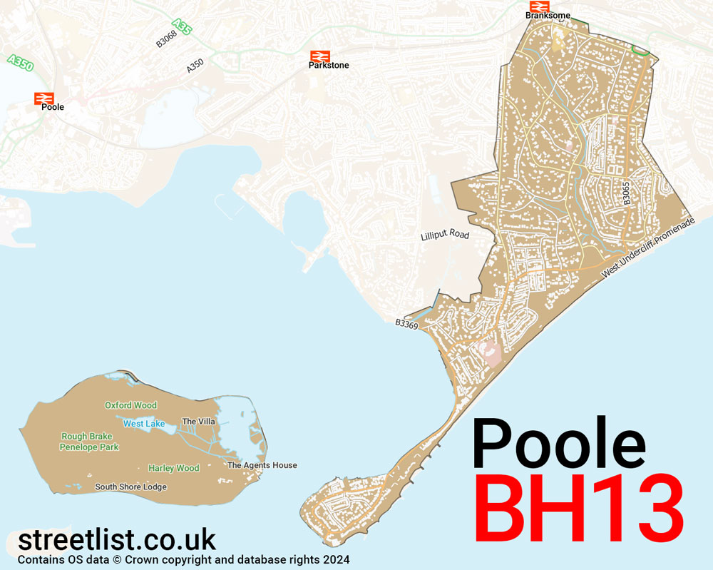 Map of the BH13 postcode