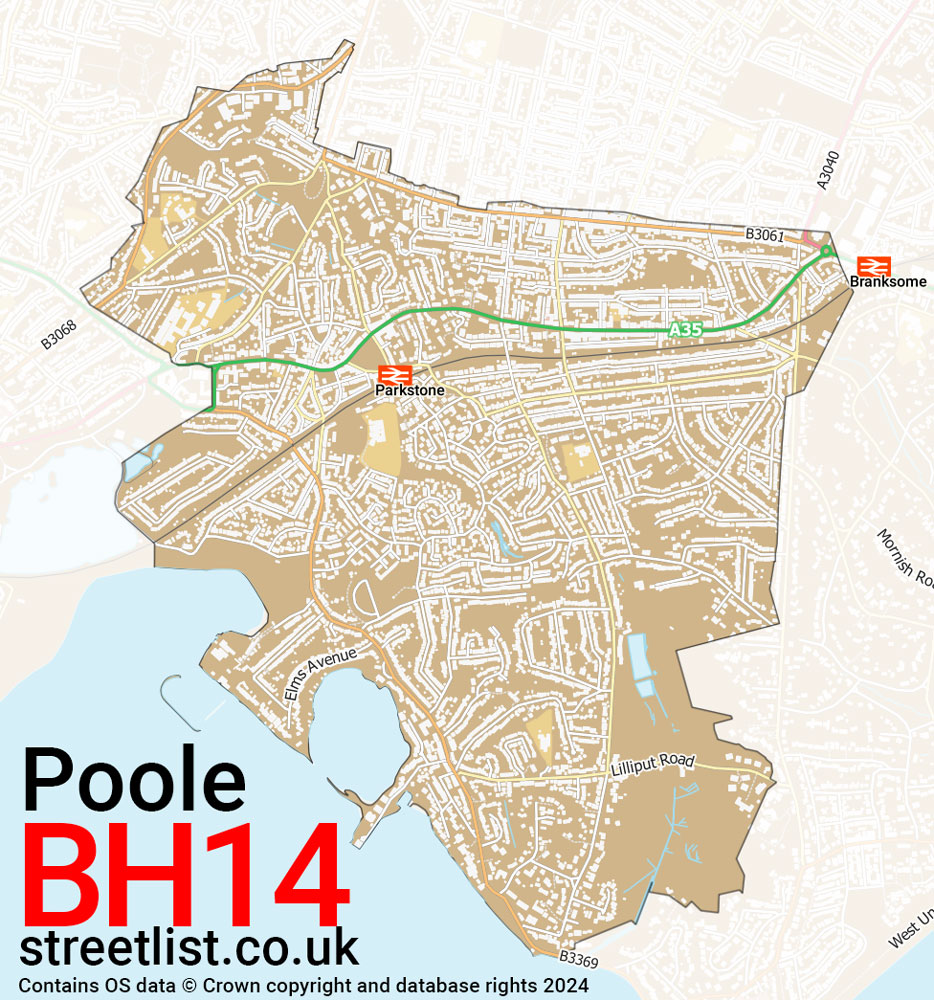 Map of the BH14 postcode