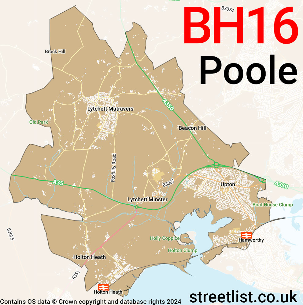 Map of the BH16 postcode