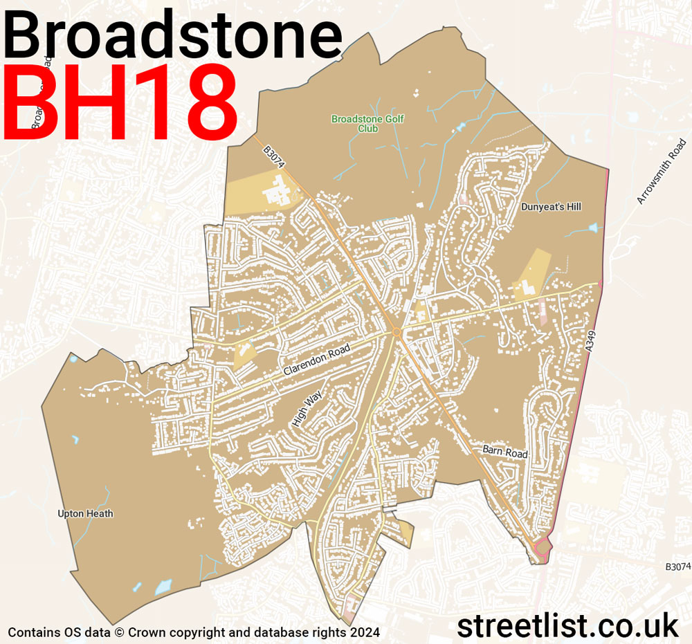 Map of the BH18 postcode