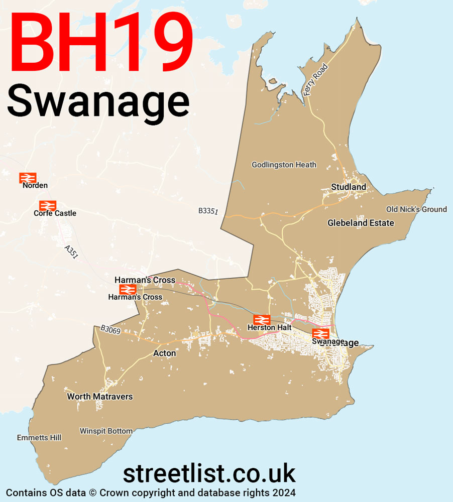 Map of the BH19 postcode