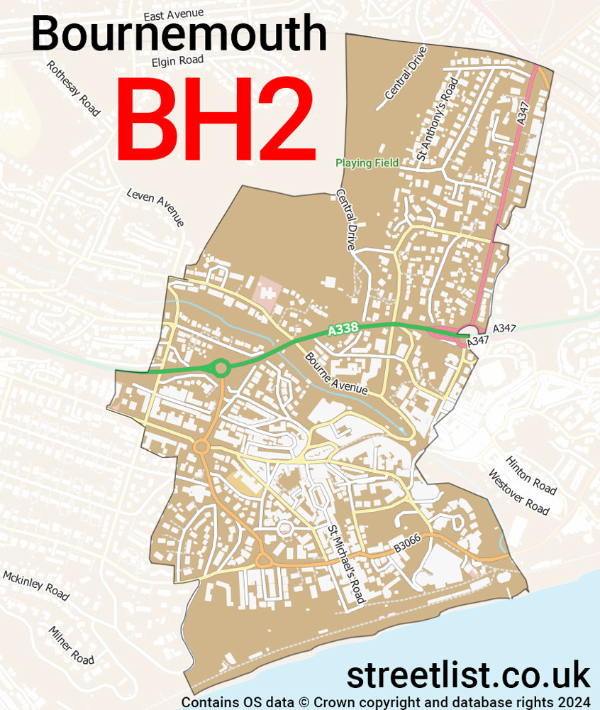 Map of the BH2 postcode