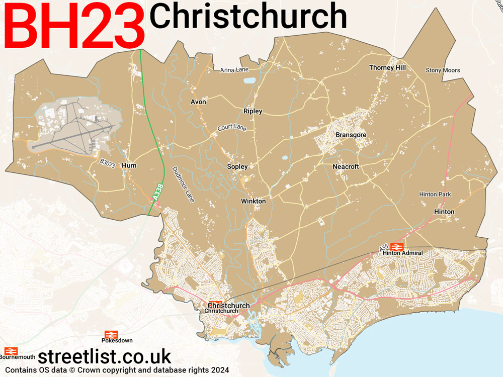 Map of the BH23 postcode