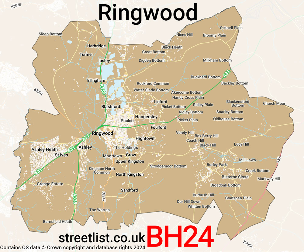 Map of the BH24 postcode