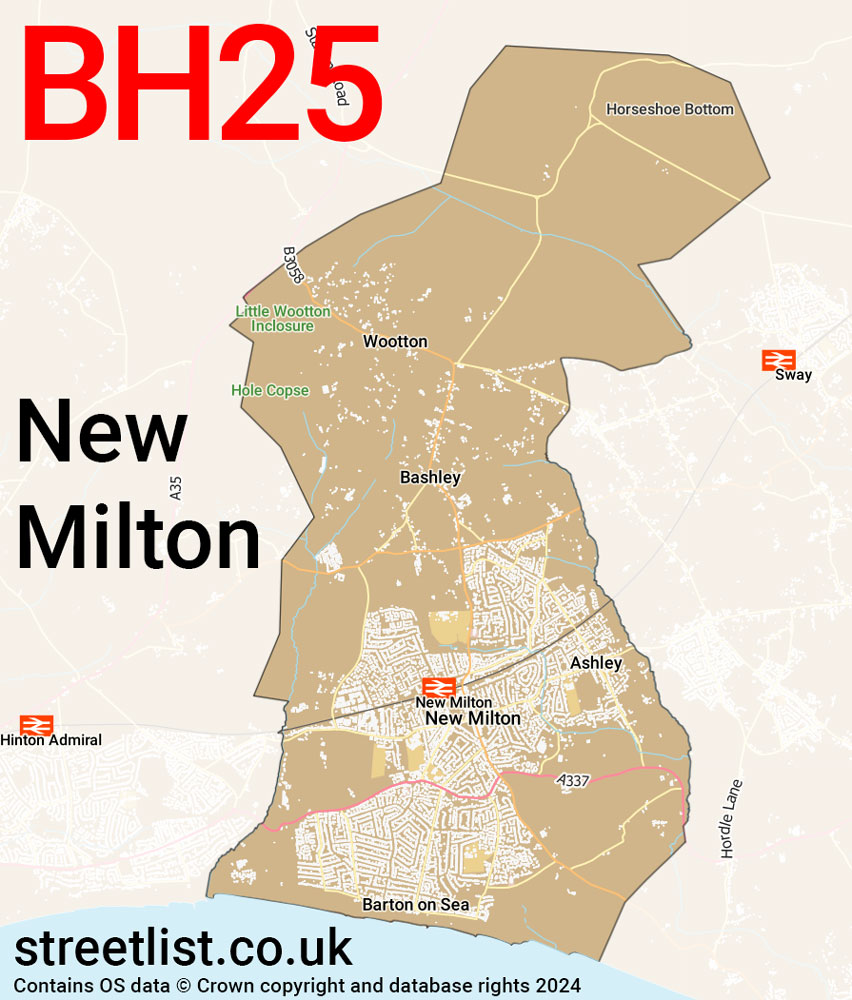 Map of the BH25 postcode