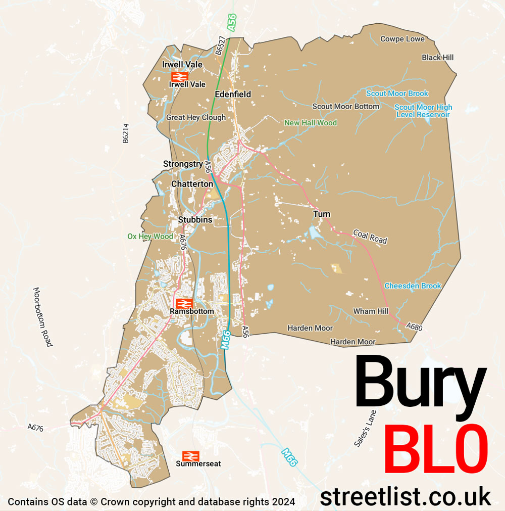 Map of the BL0 postcode