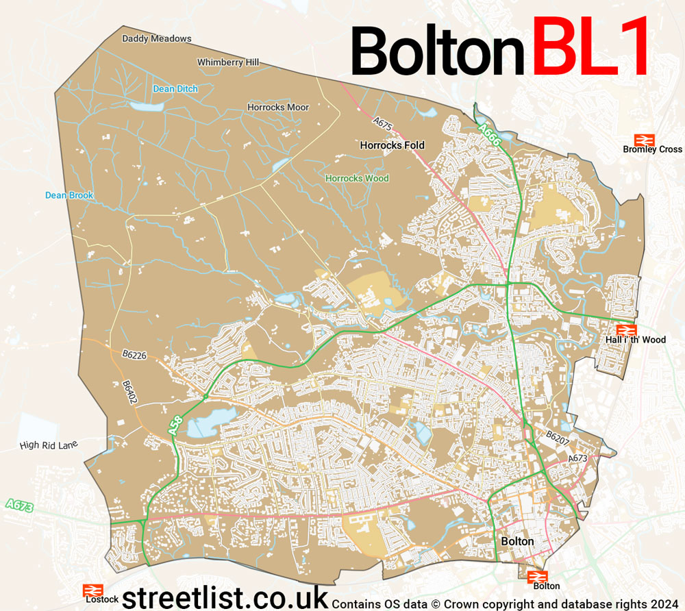 Map of the BL1 postcode