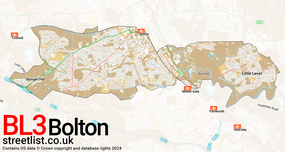 Map of the BL3 postcode