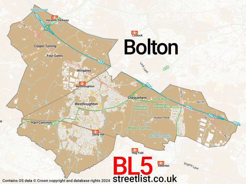 Map of the BL5 postcode