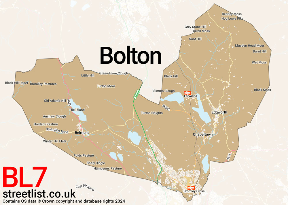 Map of the BL7 postcode